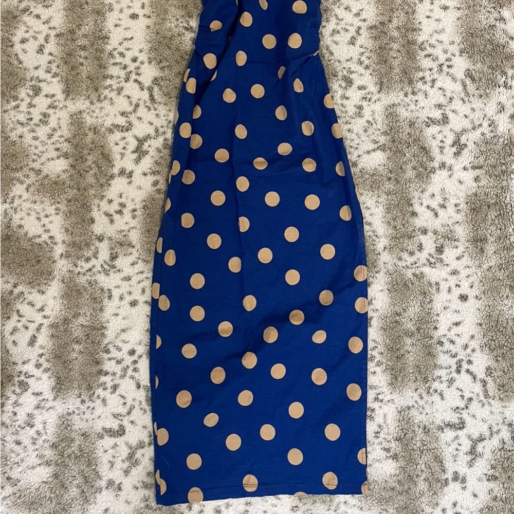 Zara polka dot linen midi dress - Picture 3 of 5